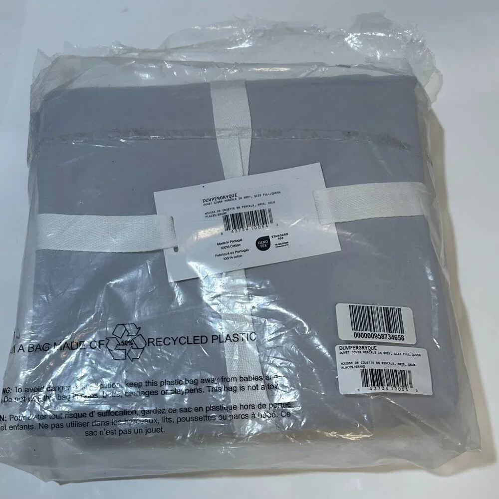 Parachute Home Percale Duvet Cover and Pillowcase set Full/Queen in Gray